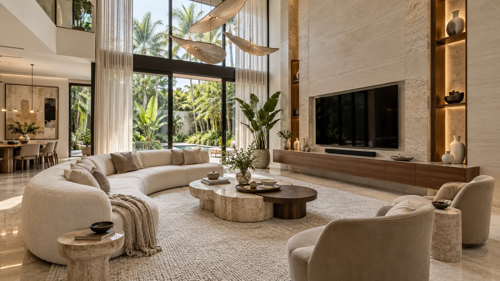 luxury interior designers in bangalore created and implemented a double height living room concept